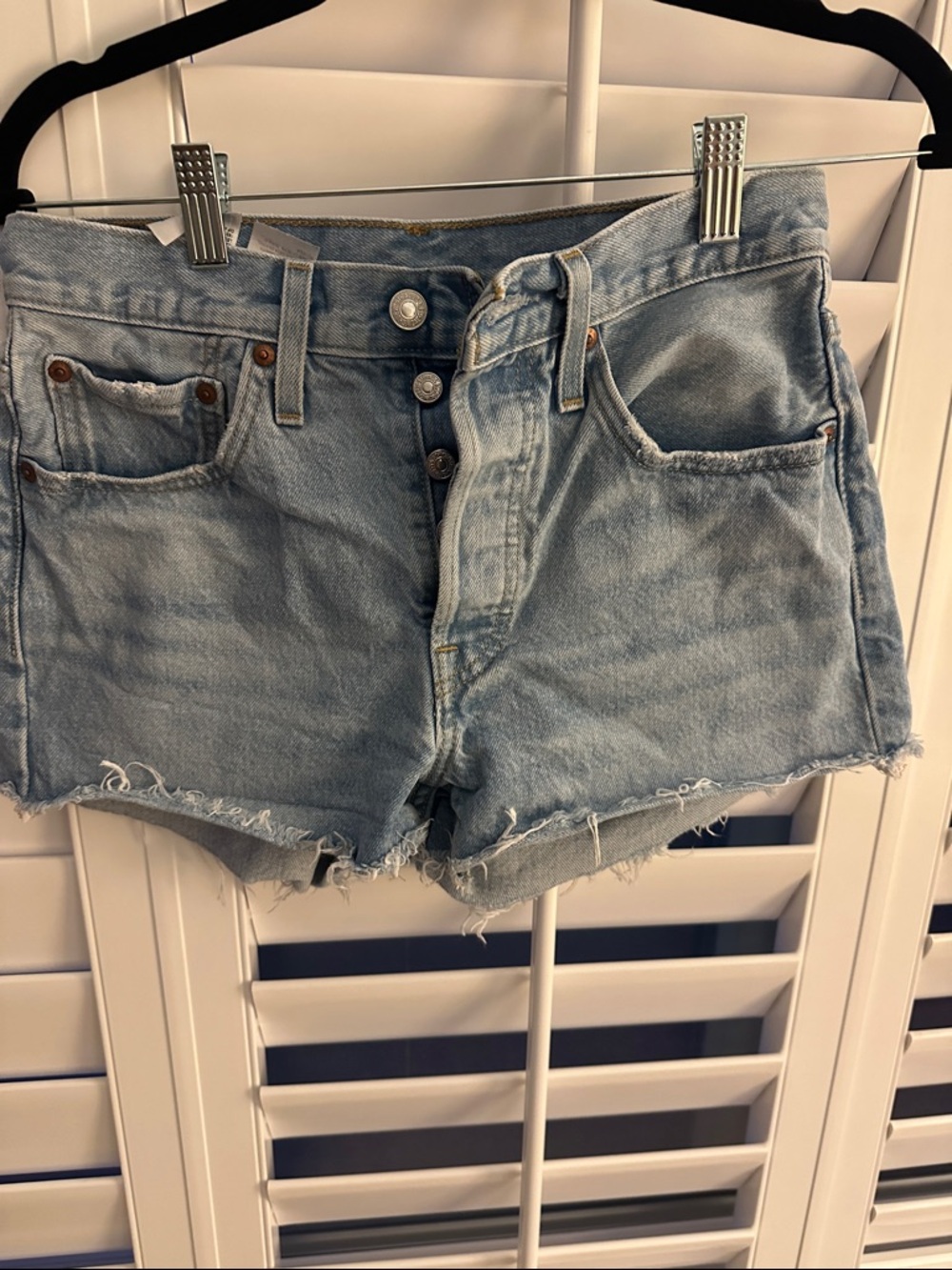 Levi's Light Blue Distressed Denim Cutoff Shorts